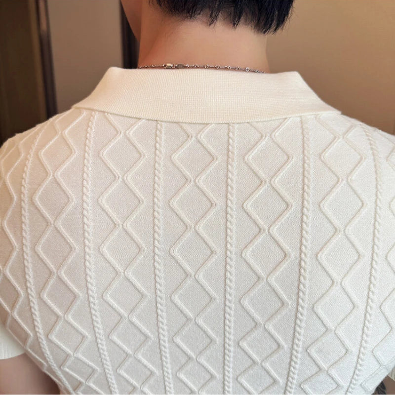 2025 Men's Polo Jacquard Knit T-Shirt
